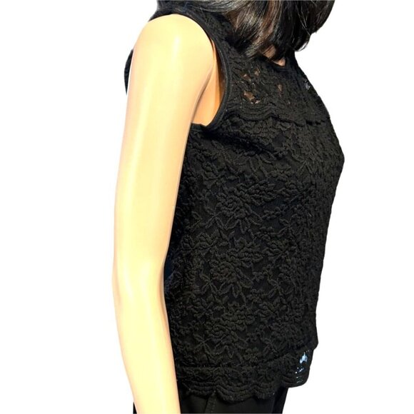 (6 for $25) Connected Apparel Sleeveless Black Lace Shell size small - Picture 3 of 6